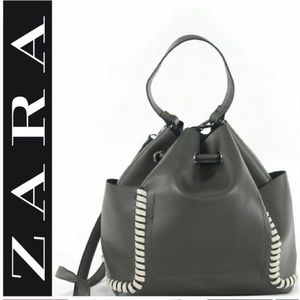 Zara olive green bucket bag